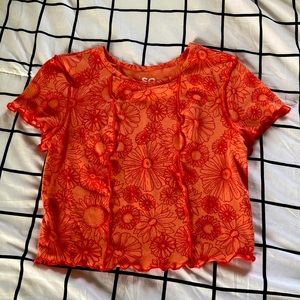 Sonoma Cropped Orange Floral Tee